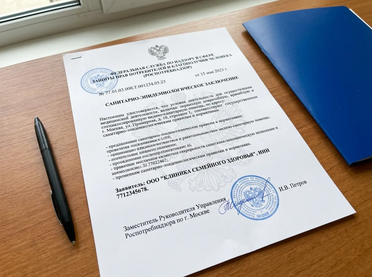 Санитарно-эпидемиологическое заключение Роспотребнадзора на медицинскую деятельность клиники